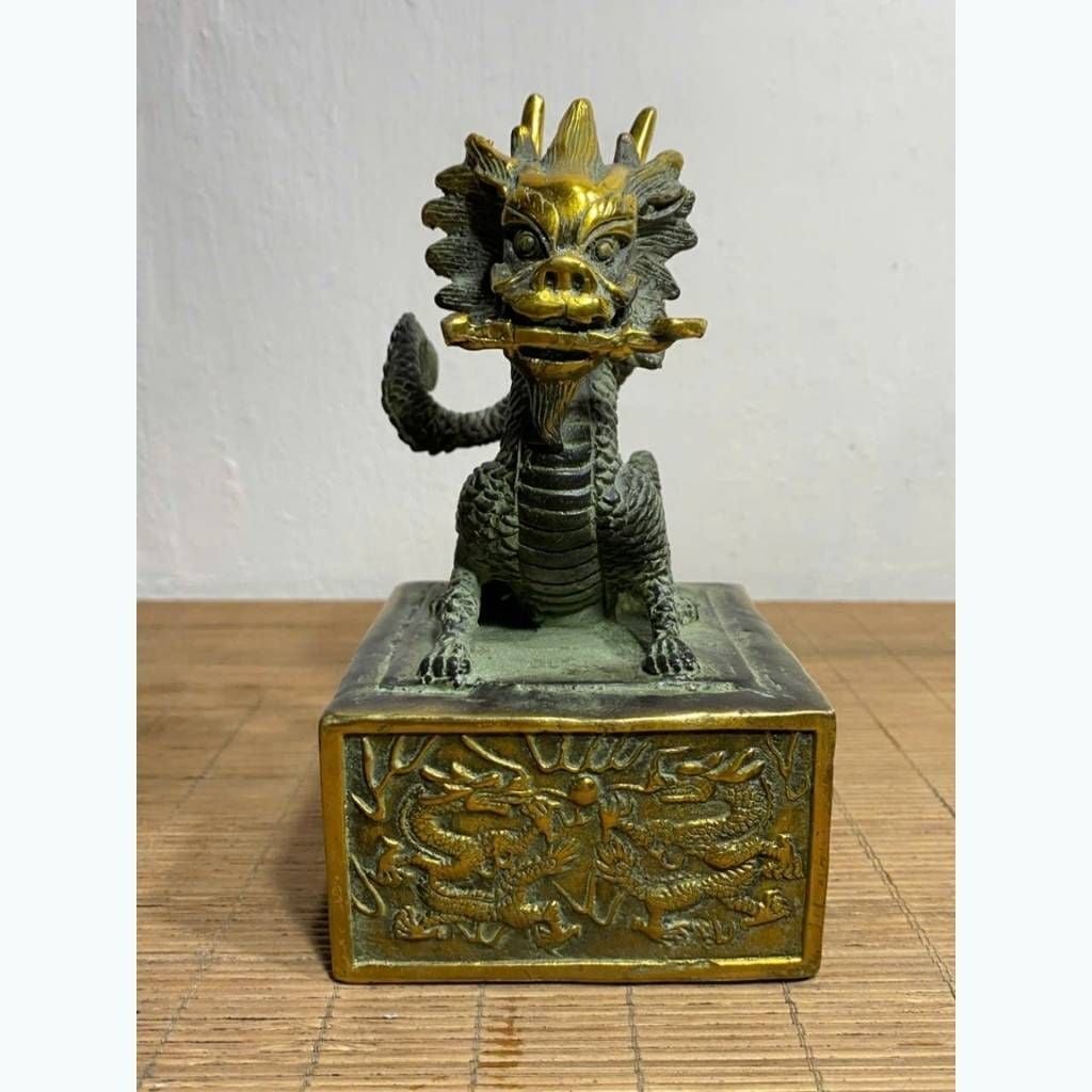  Ấn Triện Rồng Như Ý Bằng Đồng Cũ BKMECN-9751 