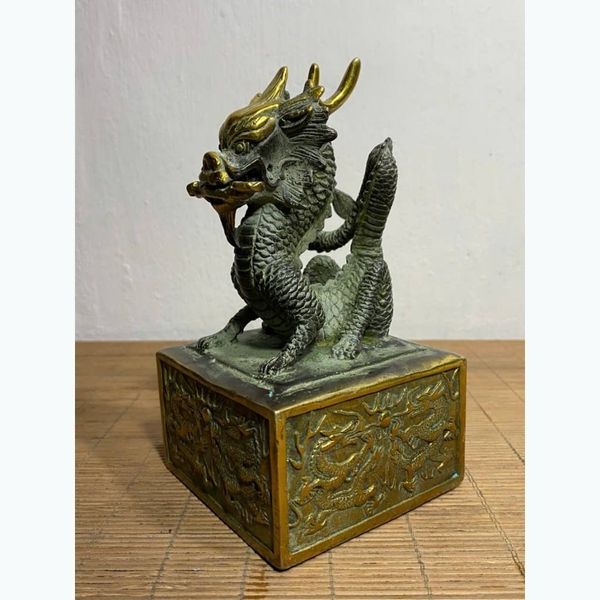  Ấn Triện Rồng Như Ý Bằng Đồng Cũ BKMECN-9751 