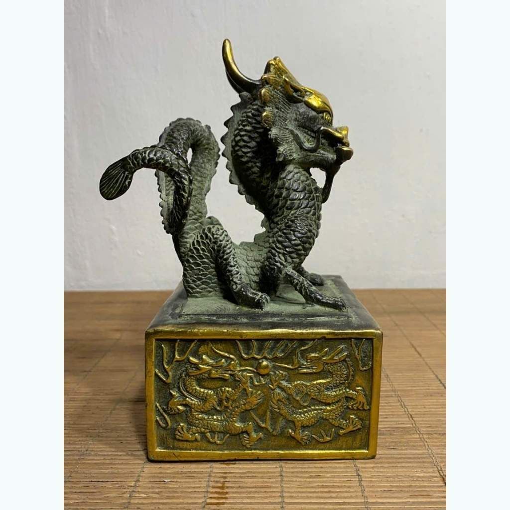  Ấn Triện Rồng Như Ý Bằng Đồng Cũ BKMECN-9751 