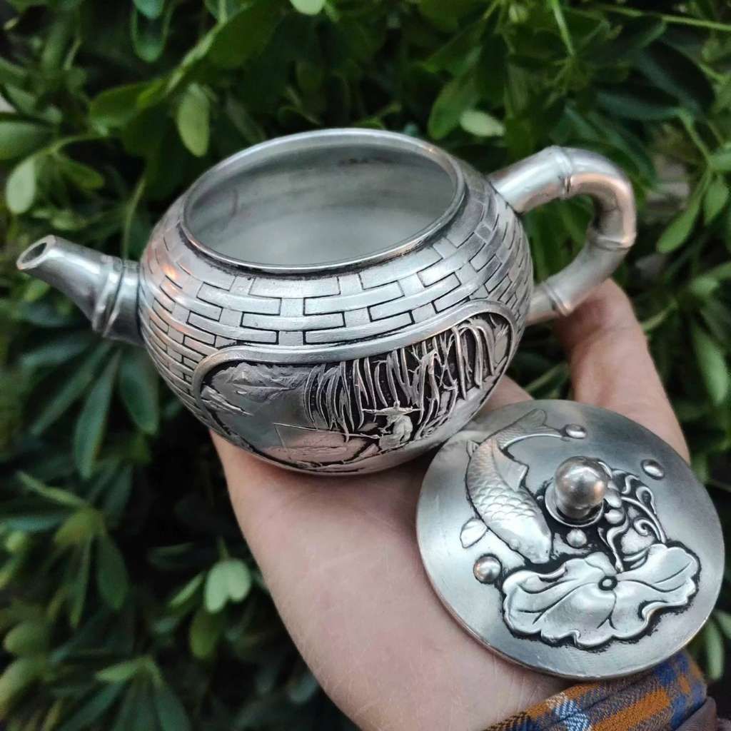  Ấm Đồng Mạ Bạc Sưu Tầm Tinh Xảo BKMECN-9763 