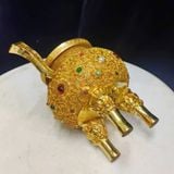  Lư Hương Đồng Mạ Vàng Tai Vạc Đính Ngọc Thủ Công BKMECN-9765 