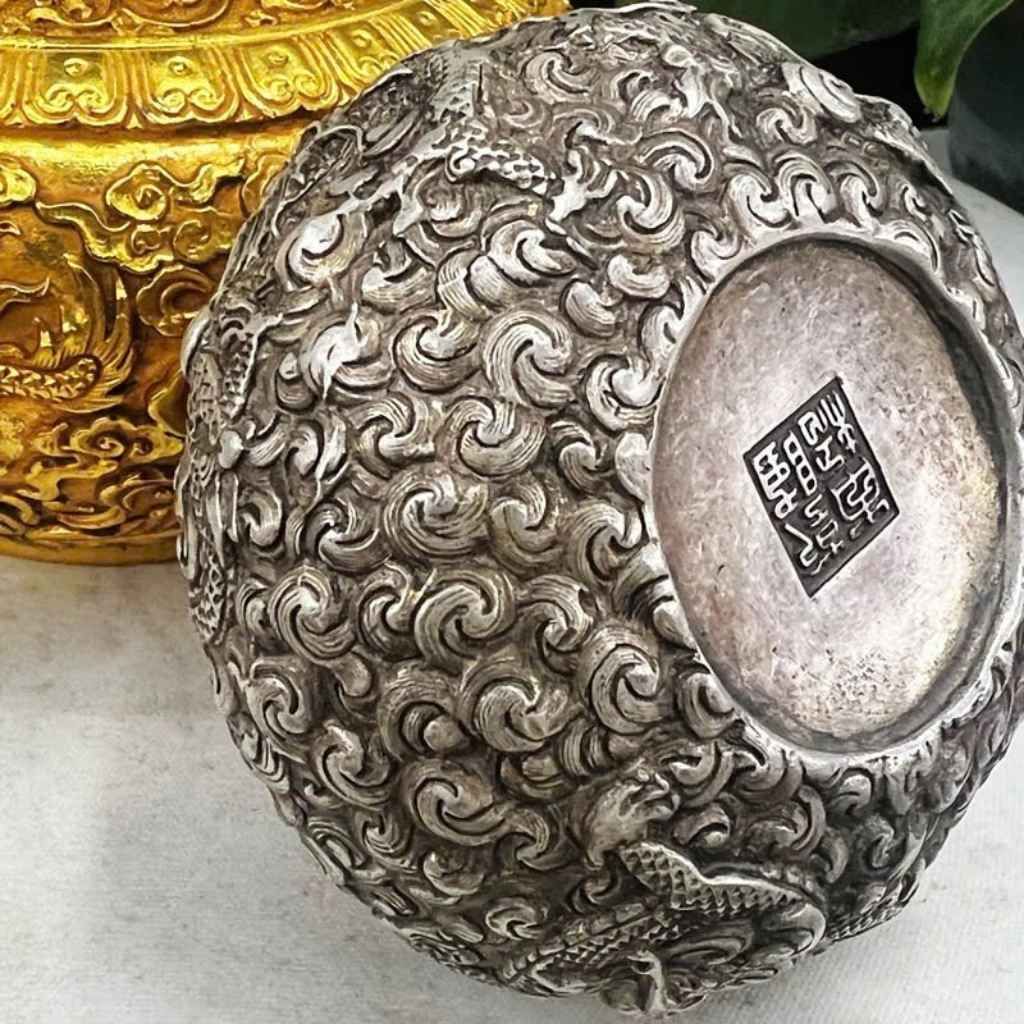  Bát Mạ Bạc Chạm Rồng Sưu Tầm Cao Cấp BKMECN-9767 