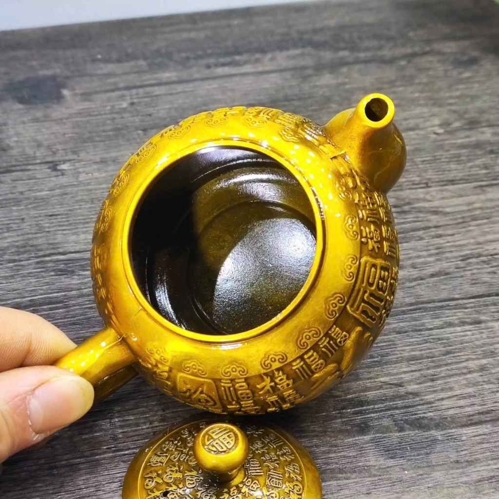  Ấm Đồng Vàng Khắc Trăm Chữ Phúc Cổ BKMECN-9774 