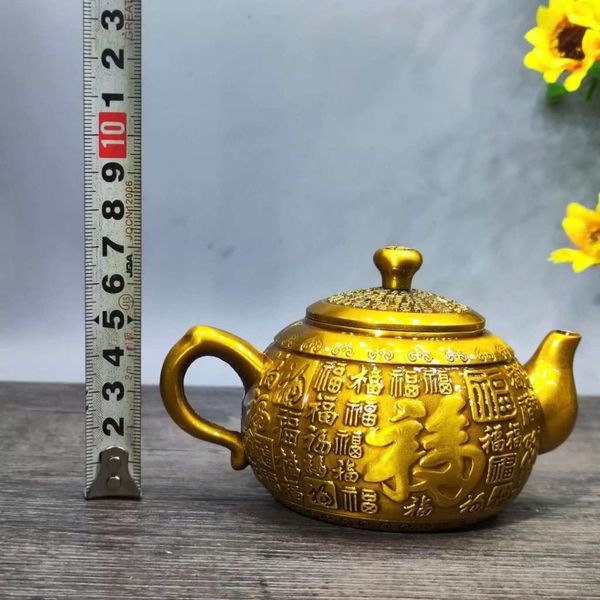  Ấm Đồng Vàng Khắc Trăm Chữ Phúc Cổ BKMECN-9774 