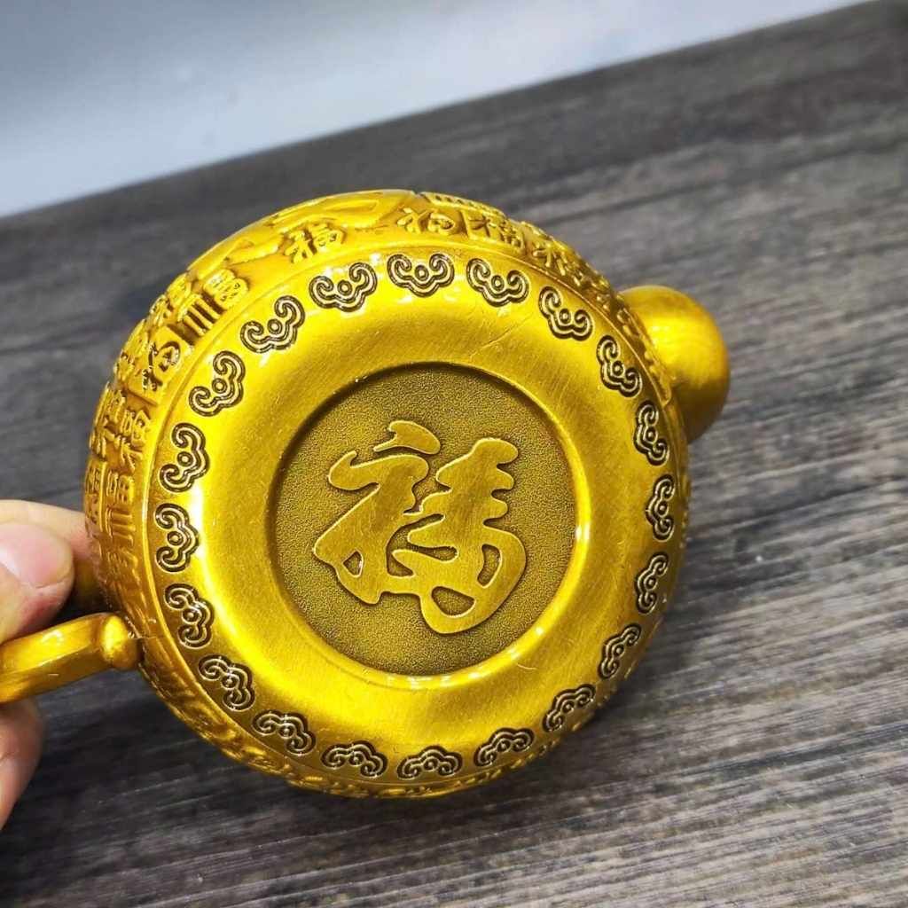  Ấm Đồng Vàng Khắc Trăm Chữ Phúc Cổ BKMECN-9774 