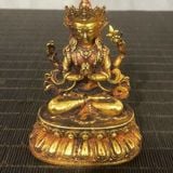  Tượng Phật Quan Âm Tứ Thủ Mạ Vàng Cổ BKMECN-9776 