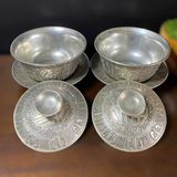  Tách Trà Mạ Bạc Chạm Phúc Lộc Thọ BKMECN-9777 