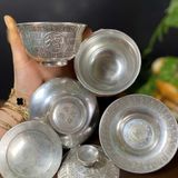  Tách Trà Mạ Bạc Chạm Phúc Lộc Thọ BKMECN-9777 