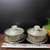  Tách Trà Mạ Bạc Chạm Phúc Lộc Thọ BKMECN-9777 