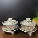  Tách Trà Mạ Bạc Chạm Phúc Lộc Thọ BKMECN-9777 