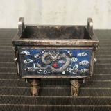  Lư Hương Đồng Mạ Bạc Họa Tiết Rồng Phong Thủy BKMECN-9784 