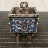  Lư Hương Đồng Mạ Bạc Họa Tiết Rồng Phong Thủy BKMECN-9784 