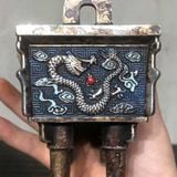  Lư Hương Đồng Mạ Bạc Họa Tiết Rồng Phong Thủy BKMECN-9784 