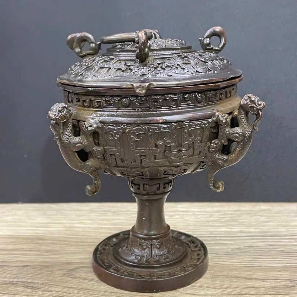  Lư Trầm Đồng Đỉnh Rồng Cổ Sưu Tầm BKMECN-9787 