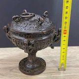  Lư Trầm Đồng Đỉnh Rồng Cổ Sưu Tầm BKMECN-9787 