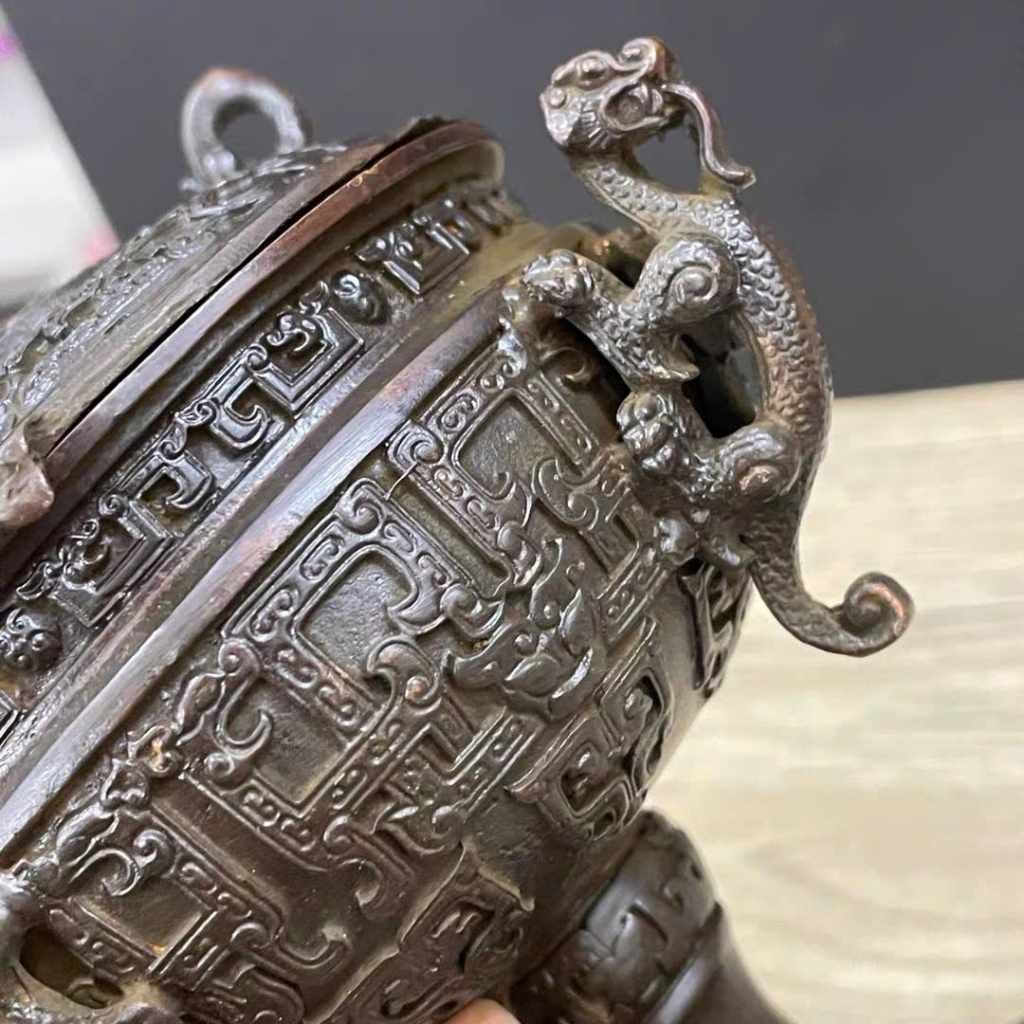  Lư Trầm Đồng Đỉnh Rồng Cổ Sưu Tầm BKMECN-9787 