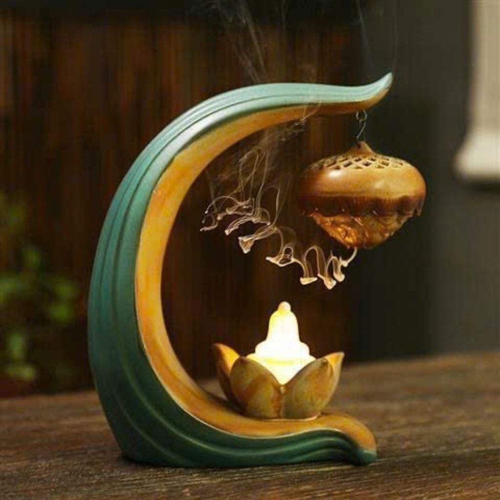  Thác Khói Xông Trầm Phật Thiền Trăng Sen Cao Cấp BKMECN-9789 