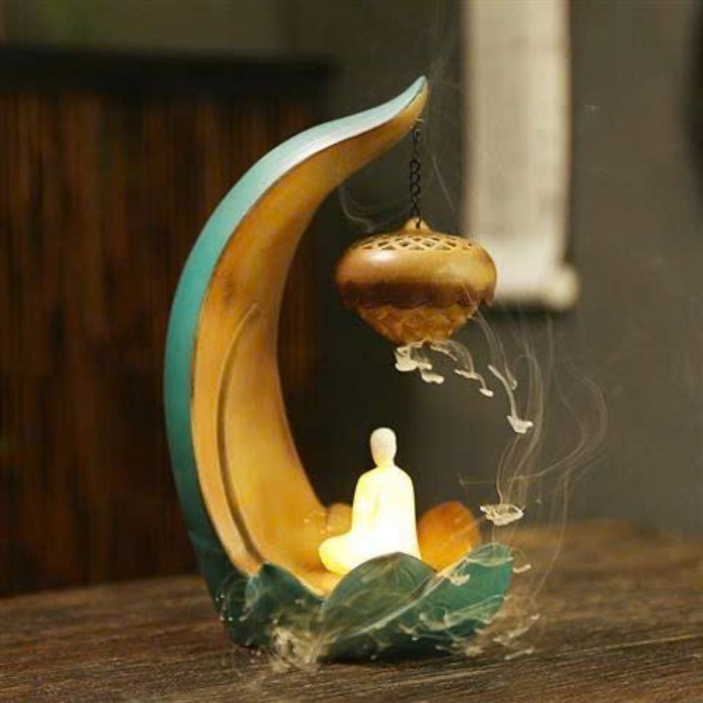  Thác Khói Xông Trầm Phật Thiền Trăng Sen Cao Cấp BKMECN-9789 