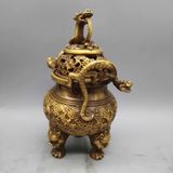  Lư Trầm Đồng Rồng Vàng Thủ Công Sưu Tầm BKMECN-9788 