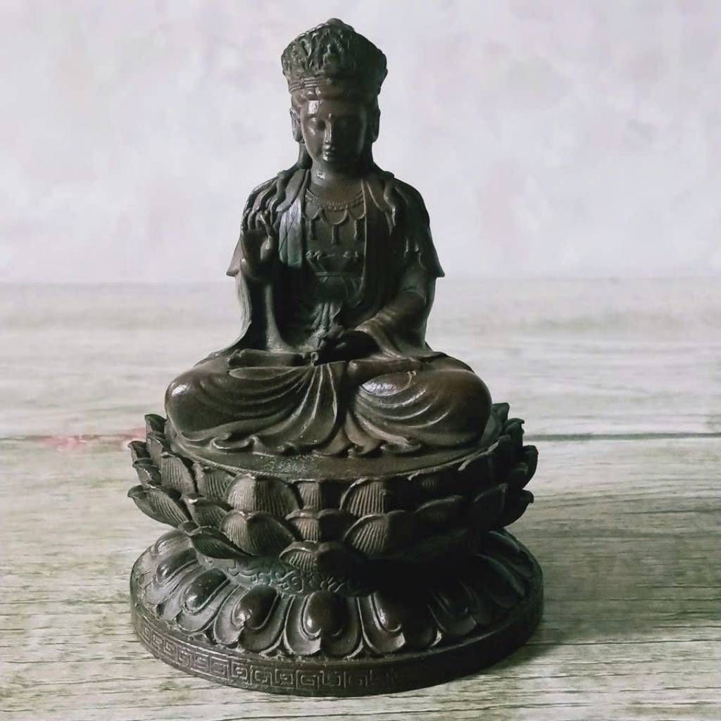  Tượng Phật Quan Âm Bồ Tát Ngồi Đài Sen Bằng Đồng BKMECN-9790 