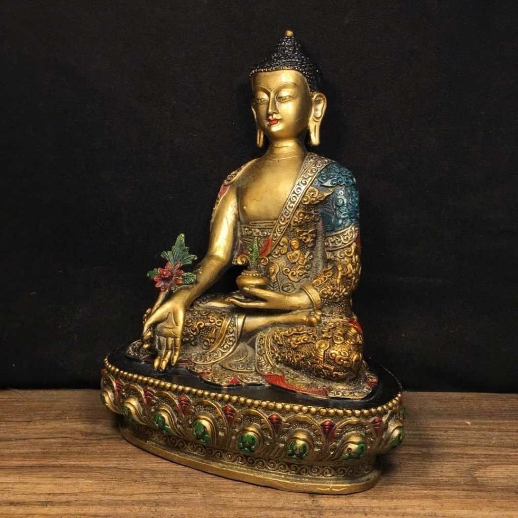  Tượng Dược Sư Phật Bằng Đồng Mạ Vàng Cao 22cm BKMECN-9813 
