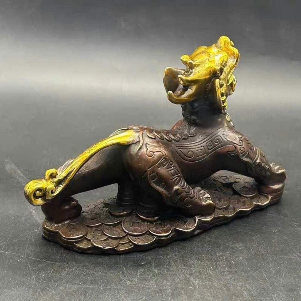  Tượng Nghê Đồng Mạ Vàng Chân Tiền Sưu Tầm BKMECN-9830 