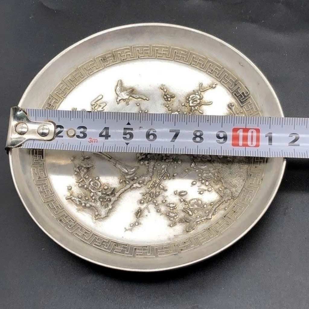  Đĩa Thưởng Sưu Tầm Mạ Bạc Chạm Hồng Mai Cao Cấp BKMECN-9832 