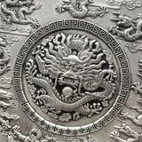  Đĩa Đồng Mạ Bạc Chạm Rồng 16cm BKMECN-9841 