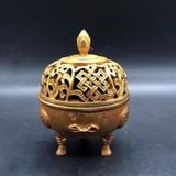  Lư Đồng Vàng Chạm Khắc Thủ Công Sưu Tầm BKMECN-9845 