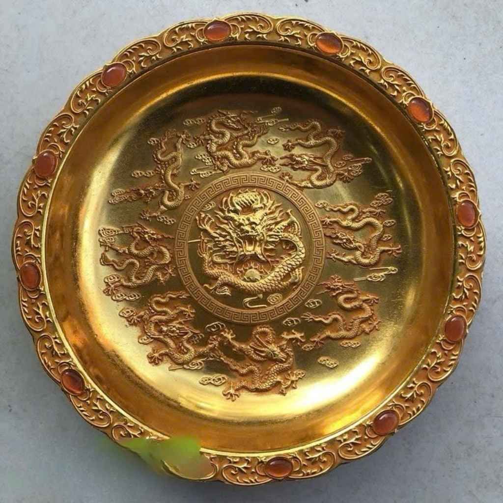  Đĩa Rồng Khảm Ngọc Cửu Long Tranh Châu Sưu Tầm Cao Cấp BKMECN-9852 