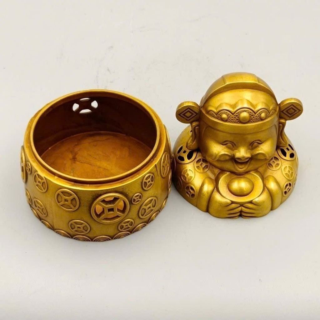  Lư Trầm Đồng Vàng Thần Tài Cười Cao Cấp BKMECN-9857 