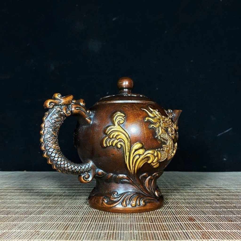  Ấm Trà Đồng Trạm Rồng Sưu Tầm Cao 13cm BKMECN-9864 