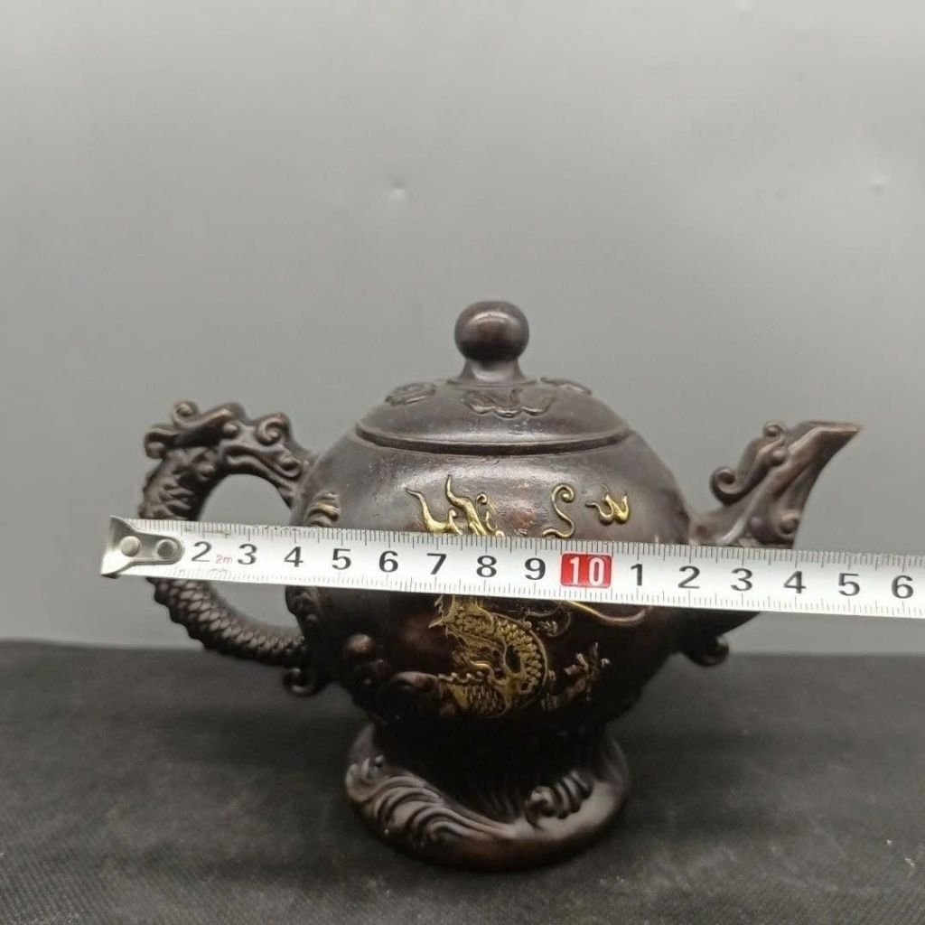  Ấm Trà Đồng Trạm Rồng Sưu Tầm Cao 13cm BKMECN-9864 