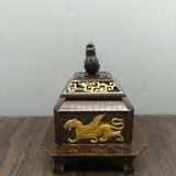  Lư Nghê Đồng Thếp Vàng Cao 12cm BKMECN-9879 