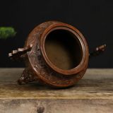  Lư Đốt Trầm Đồng Đỏ Giả Cổ Chạm Khắc Song Long BKMECN-9906 