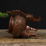  Lư Đốt Trầm Đồng Đỏ Giả Cổ Chạm Khắc Song Long BKMECN-9906 