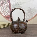  Ấm Trà Đồng Quai Xách Chạm Rồng Nổi Giả Cổ BKMECN-9907 