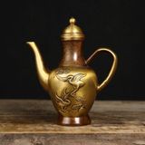  Bình Trà Đồng Vàng Chạm Khắc Tùng Hạc Diên Niên BKMECN-9912 
