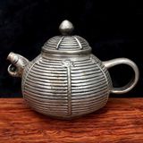  Ấm Trà Đồng Bạch Dáng Bí Ngô Chạm Gân Cổ Điển BKMECN-9916 