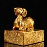  Ấn Đồng Cổ Hình Tượng Dê Mạ Vàng Sưu Tầm BKMECN-9921 