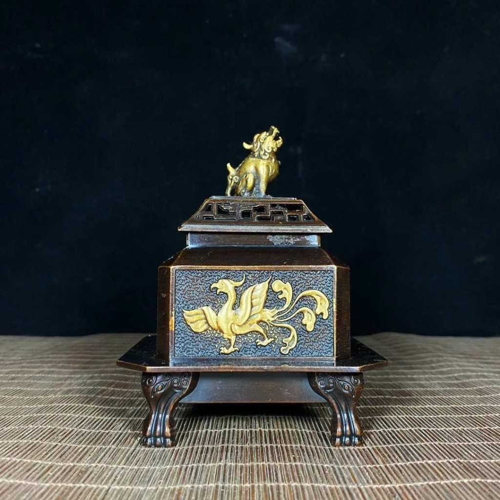  Lư Xông Trầm Đồng Vuông Linh Vật Sưu Tầm BKMECN-9923 