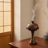  Lư Xông Trầm Đồng Vàng Dáng Cao Sưu Tầm BKMECN-9938 