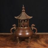  Lư Đốt Trầm Đồng Cổ Dáng Chùa Sưu Tầm Đẹp BKMECN-9939 