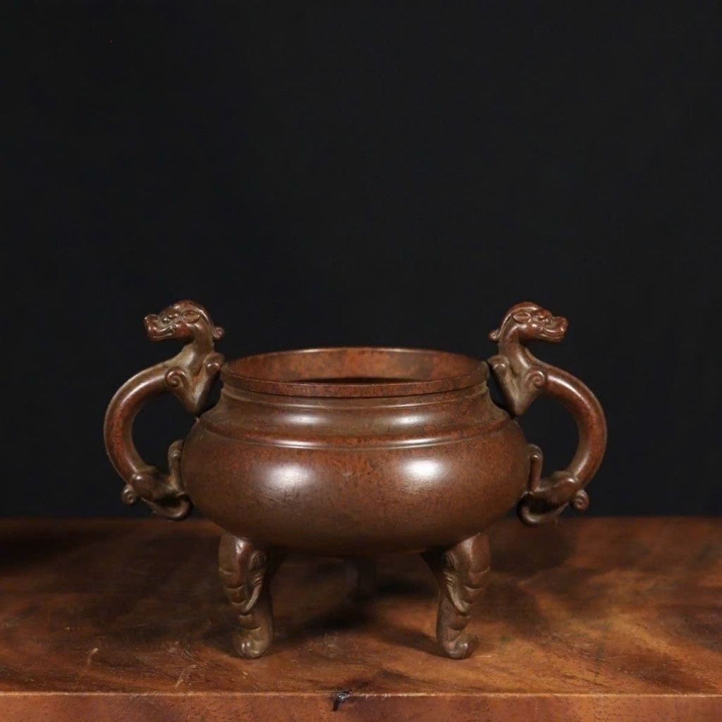  Lư Đốt Trầm Đồng Cổ Dáng Chùa Sưu Tầm Đẹp BKMECN-9939 