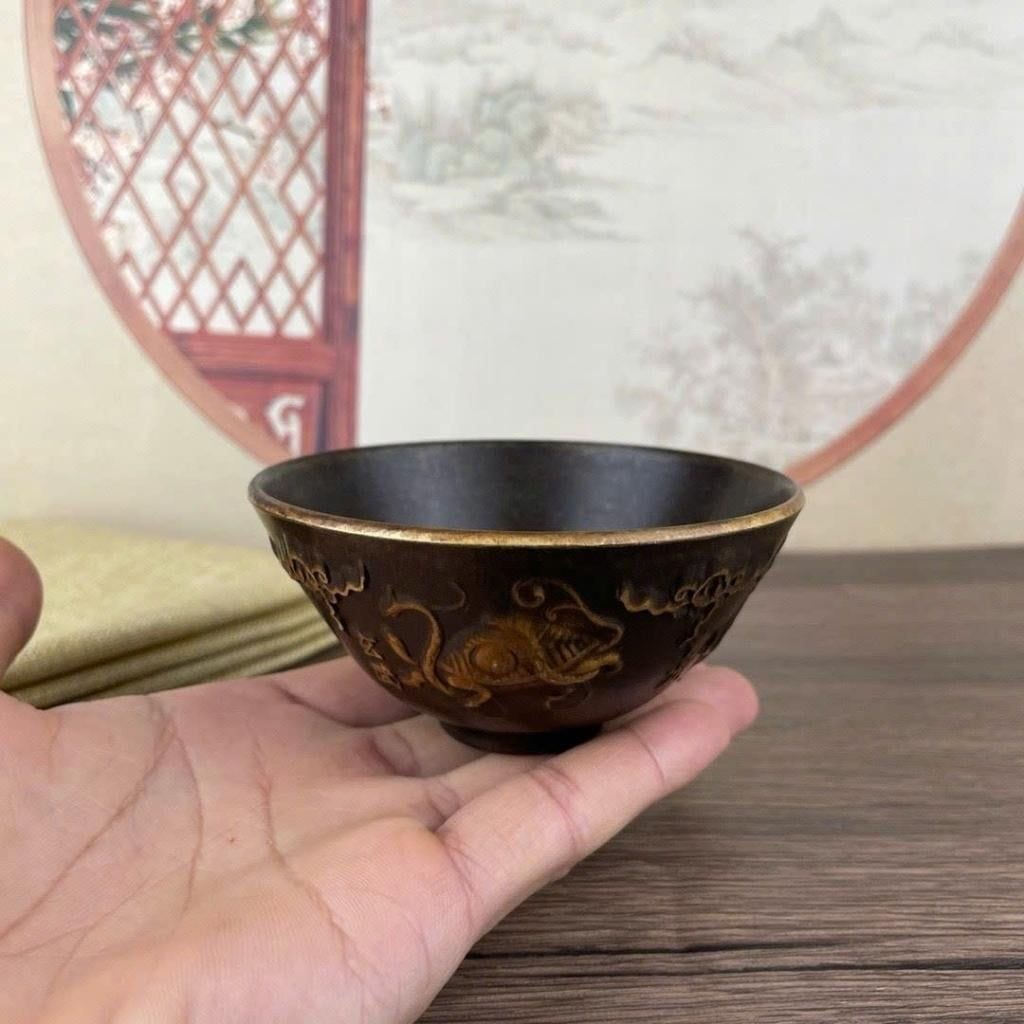  Bát Đồng Xưa Họa Tiết Tứ Linh Sưu Tầm Đẹp BKMECN-9945 