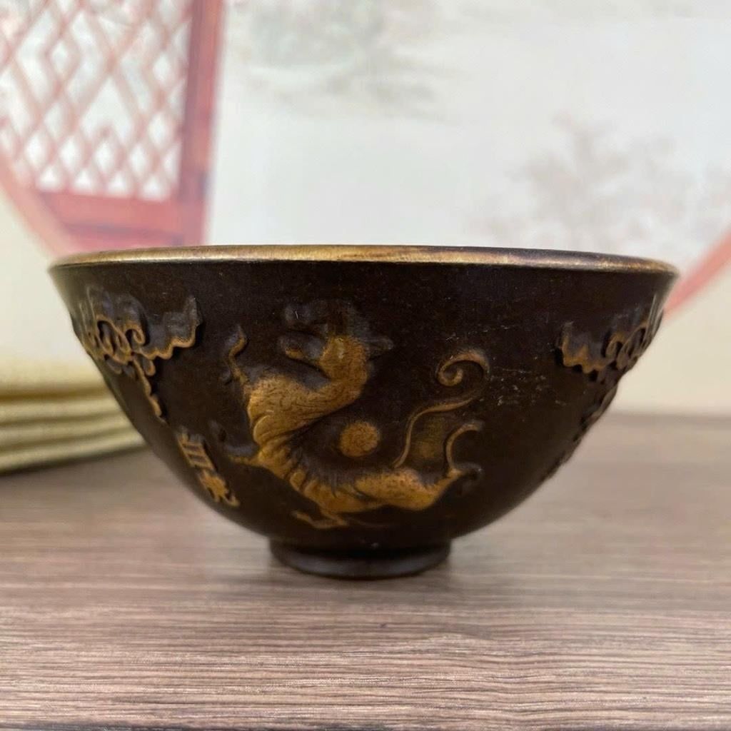  Bát Đồng Xưa Họa Tiết Tứ Linh Sưu Tầm Đẹp BKMECN-9945 