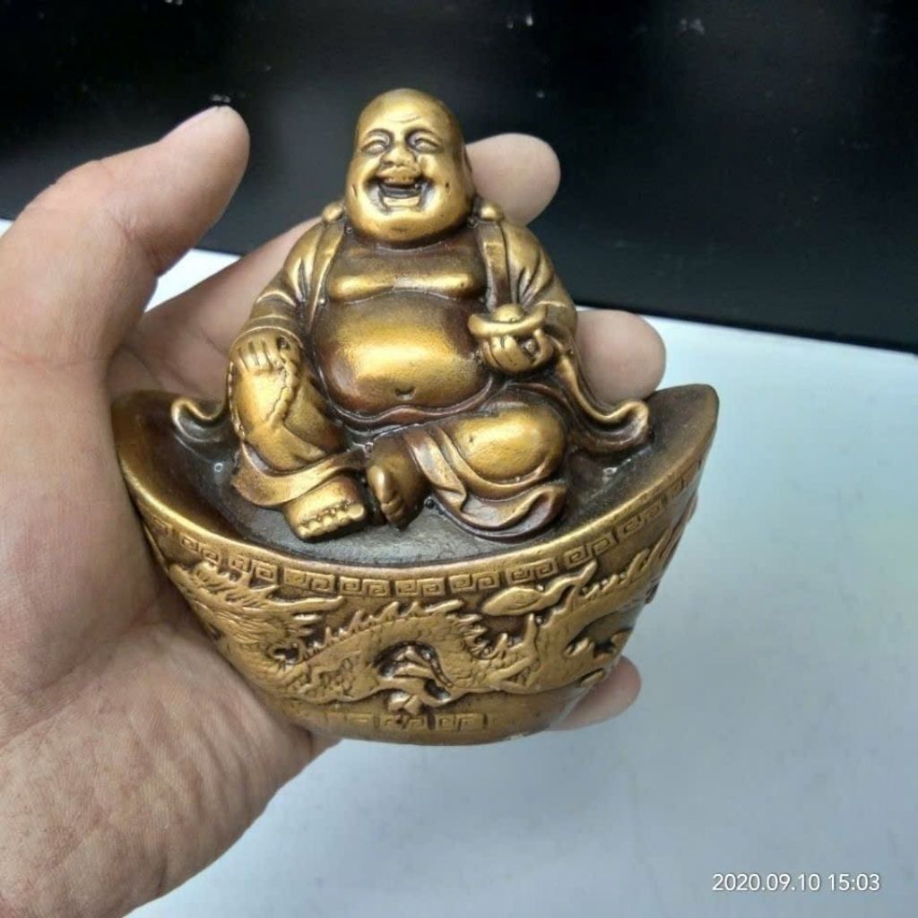  Tượng Di Lặc Đồng Vàng Ngồi Thỏi Vàng Đẹp BKMECN-9951 
