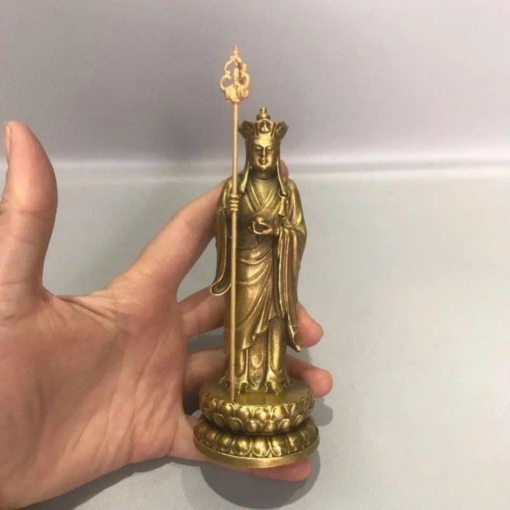  Tượng Địa Tạng Bồ Tát Đồng Cũ Cao 12cm BKMECN-9955 