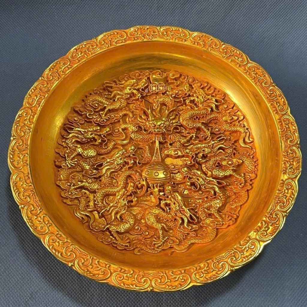  Đĩa Thưởng Đồng Vàng Chạm Rồng Sưu Tầm BKMECN-9960 