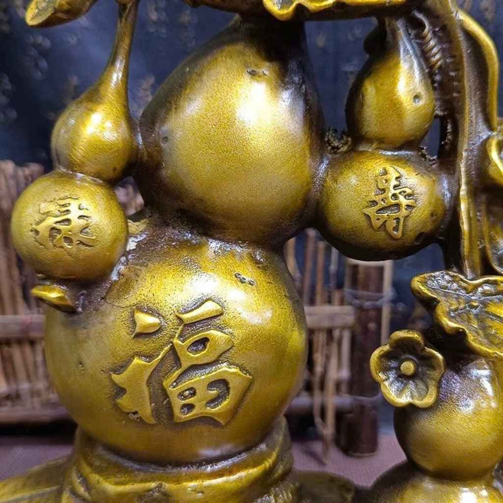  Tượng Hồ Lô Ngũ Phúc Lâm Môn Đồng Vàng Đẹp BKMECN-9974 